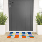 Wavy Stripe Abstract Art  Colorful Geometric Flow in Orange Blue Lilac and Teal Welcome Mat Gallery Image 3