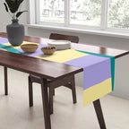 Wavy Stripe Abstract Art  Colorful Geometric Flow in Orange Blue Lilac and Teal Table Runner Gallery Image 2
