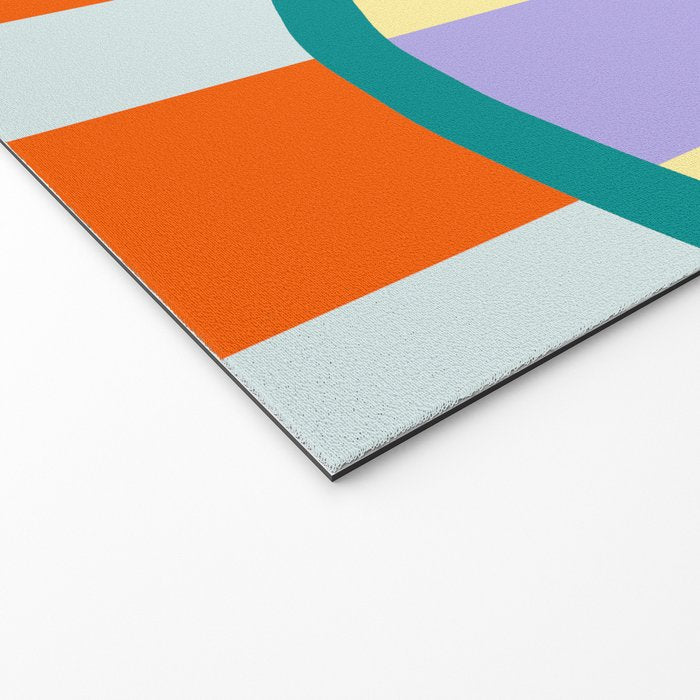 Wavy Stripe Abstract Art  Colorful Geometric Flow in Orange Blue Lilac and Teal Welcome Mat Gallery Image 2