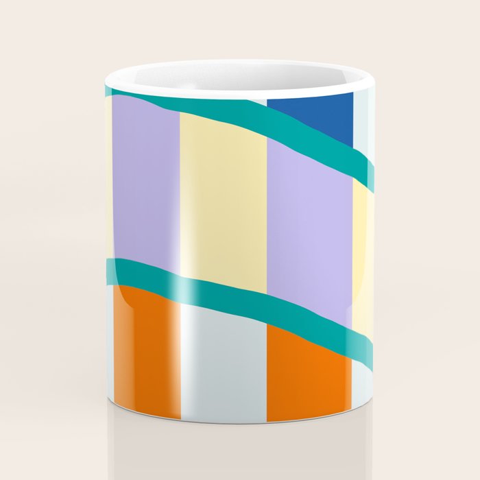 Wavy Stripe Abstract Art  Colorful Geometric Flow in Orange Blue Lilac and Teal Coffee Mug Gallery Image 4
