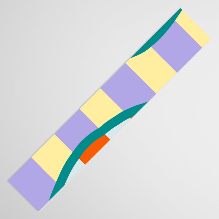 Wavy Stripe Abstract Art  Colorful Geometric Flow in Orange Blue Lilac and Teal Table Runner Gallery Image 3