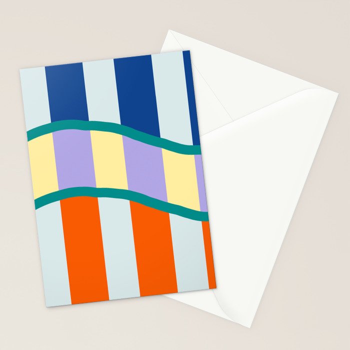 Wavy Stripe Abstract Art  Colorful Geometric Flow in Orange Blue Lilac and Teal Stationery Card Gallery Image 2