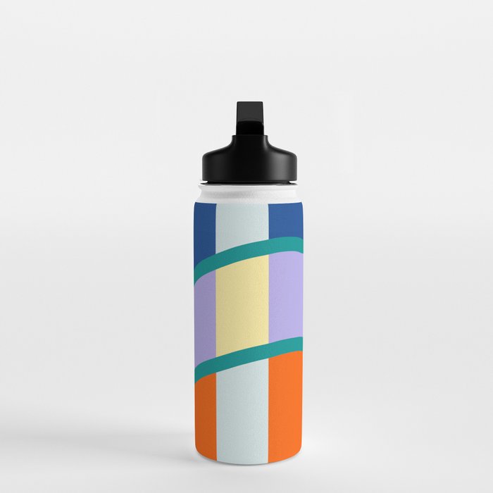 Wavy Stripe Abstract Art  Colorful Geometric Flow in Orange Blue Lilac and Teal Water Bottle Gallery Image 3