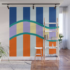 Wavy Stripe Abstract Art  Colorful Geometric Flow in Orange Blue Lilac and Teal Wall Mural Gallery Image 1