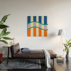 Wavy Stripe Abstract Art  Colorful Geometric Flow in Orange Blue Lilac and Teal Wood Wall Art Gallery Image 2
