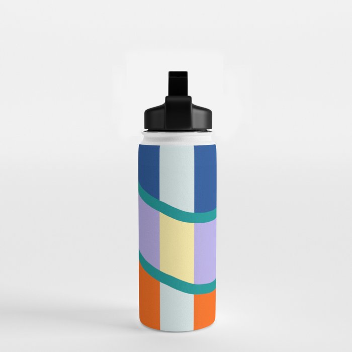 Wavy Stripe Abstract Art  Colorful Geometric Flow in Orange Blue Lilac and Teal Water Bottle Gallery Image 2