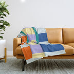 Wavy Stripe Abstract Art  Colorful Geometric Flow in Orange Blue Lilac and Teal Throw Blanket Gallery Image 1