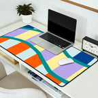 Wavy Stripe Abstract Art  Colorful Geometric Flow in Orange Blue Lilac and Teal Desk Mat Gallery Image 2