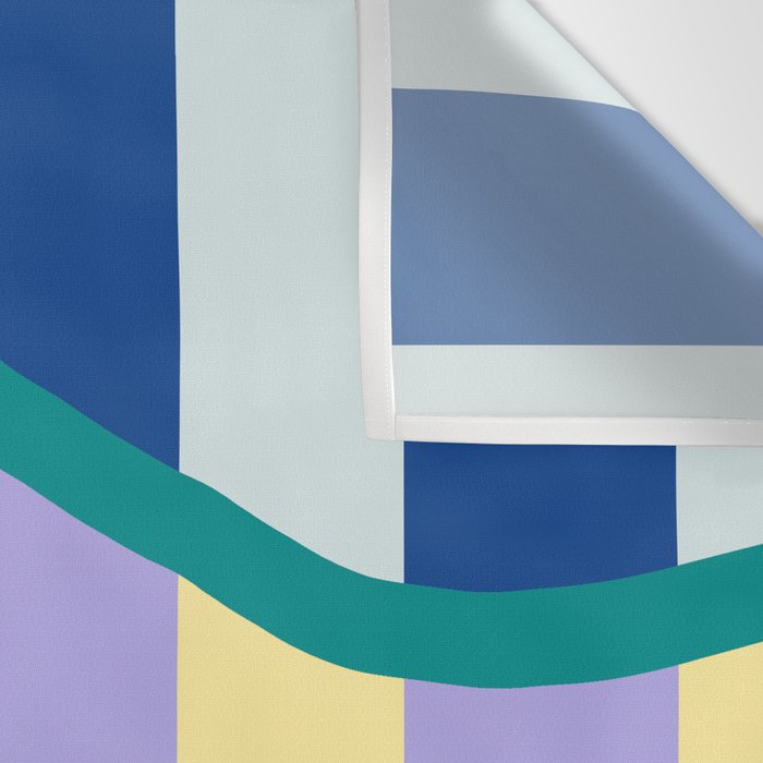 Wavy Stripe Abstract Art  Colorful Geometric Flow in Orange Blue Lilac and Teal Wall Tapestry Gallery Image 3