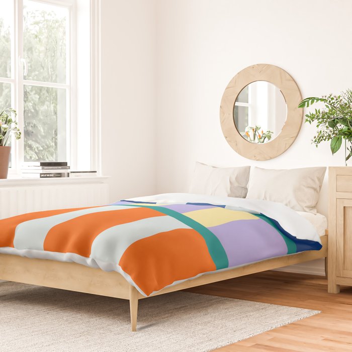 Wavy Stripe Abstract Art  Colorful Geometric Flow in Orange Blue Lilac and Teal Duvet Cover Gallery Image 2