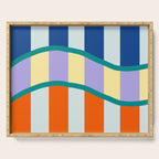 Wavy Stripe Abstract Art  Colorful Geometric Flow in Orange Blue Lilac and Teal Serving Tray Gallery Image 1