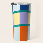 Wavy Stripe Abstract Art  Colorful Geometric Flow in Orange Blue Lilac and Teal Travel Mug Gallery Image 3