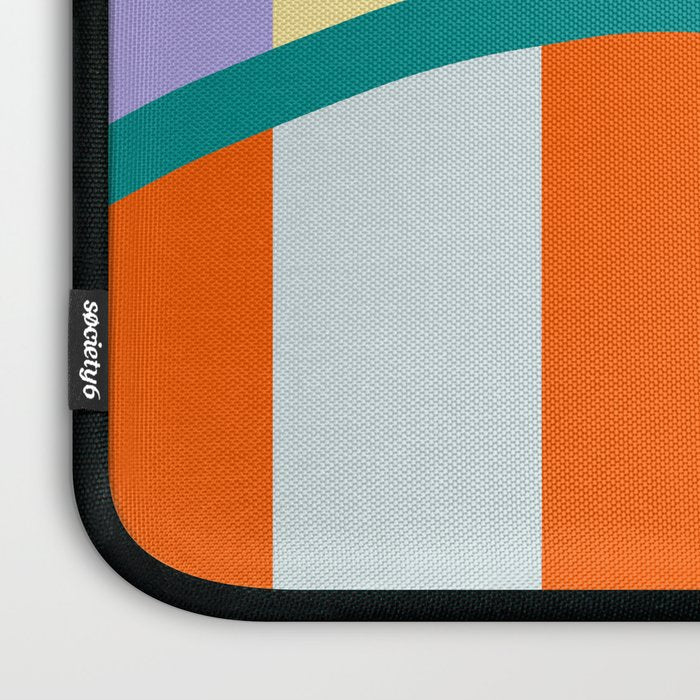 Wavy Stripe Abstract Art  Colorful Geometric Flow in Orange Blue Lilac and Teal Laptop Sleeve Gallery Image 3