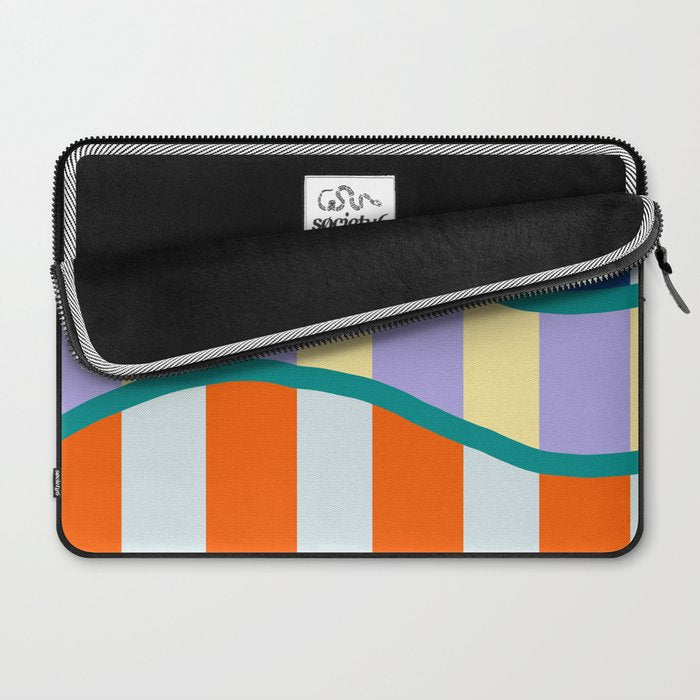 Wavy Stripe Abstract Art  Colorful Geometric Flow in Orange Blue Lilac and Teal Laptop Sleeve Gallery Image 2