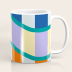 Wavy Stripe Abstract Art  Colorful Geometric Flow in Orange Blue Lilac and Teal Coffee Mug Gallery Image 1