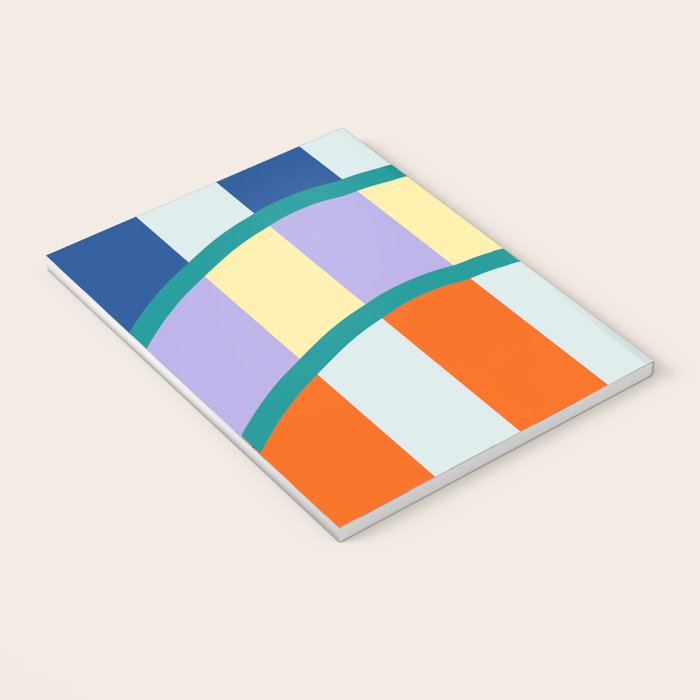 Wavy Stripe Abstract Art  Colorful Geometric Flow in Orange Blue Lilac and Teal Notebook Gallery Image 3