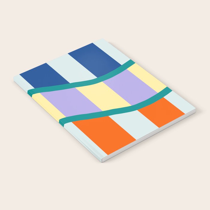 Wavy Stripe Abstract Art  Colorful Geometric Flow in Orange Blue Lilac and Teal Notebook Gallery Image 2