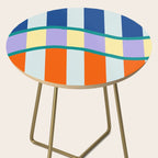 Wavy Stripe Abstract Art  Colorful Geometric Flow in Orange Blue Lilac and Teal Side Table Gallery Image 2