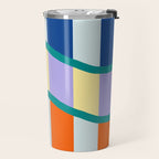 Wavy Stripe Abstract Art  Colorful Geometric Flow in Orange Blue Lilac and Teal Travel Mug Gallery Image 2