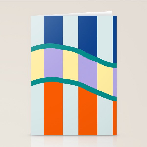 Wavy Stripe Abstract Art  Colorful Geometric Flow in Orange Blue Lilac and Teal Stationery Card Gallery Image 2