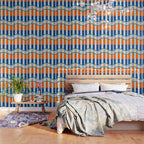 Wavy Stripe Abstract Art  Colorful Geometric Flow in Orange Blue Lilac and Teal Wallpaper Gallery Image 3