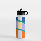 Wavy Stripe Abstract Art  Colorful Geometric Flow in Orange Blue Lilac and Teal Water Bottle Gallery Image 1