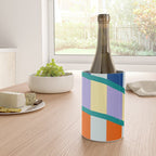 Wavy Stripe Abstract Art  Colorful Geometric Flow in Orange Blue Lilac and Teal Wine Chiller Gallery Image 4