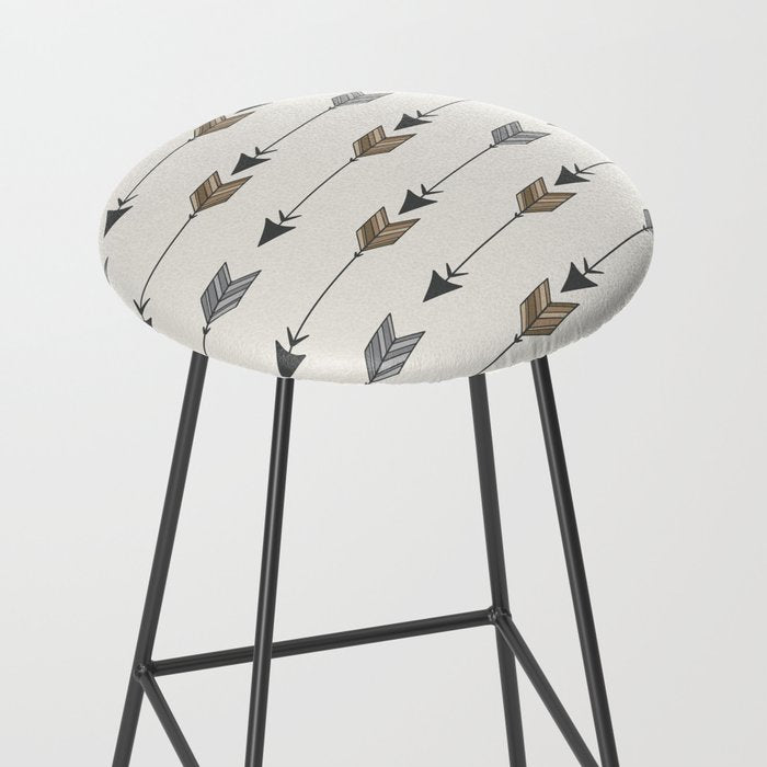 Vertical Arrow Patterns - Cream and Neutral Earth Tones Stool Gallery Image 2