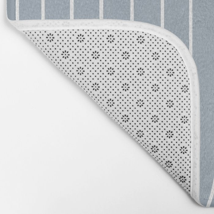 Minimal Line Curvature LXXVII Natural Blue Mid Century Modern Arch Abstract Bath Mat Gallery Image 2
