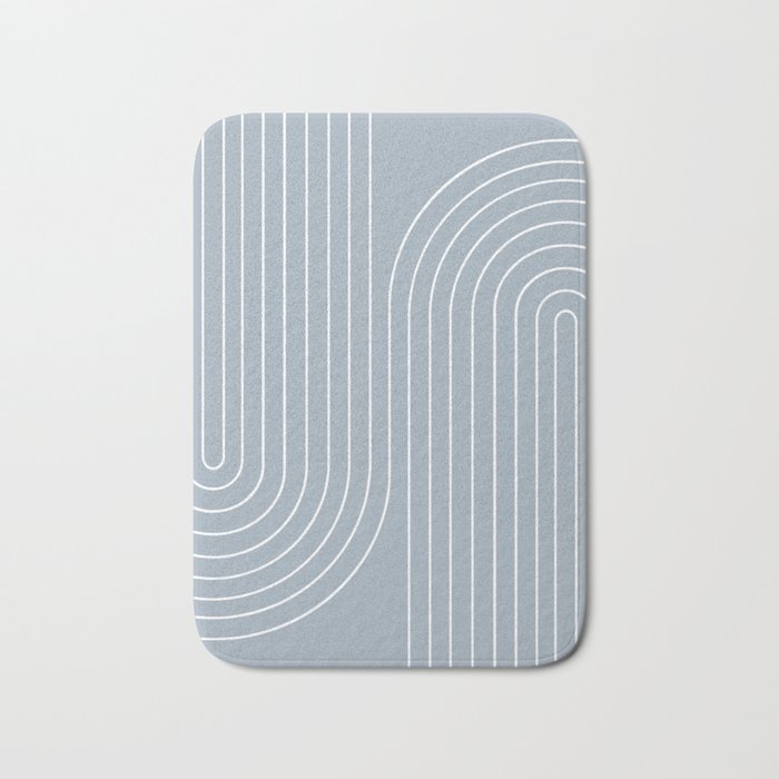 Minimal Line Curvature LXXVII Natural Blue Mid Century Modern Arch Abstract Bath Mat Gallery Image 1