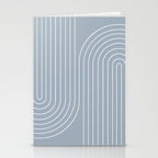 Minimal Line Curvature LXXVII Natural Blue Mid Century Modern Arch Abstract Stationery Card Gallery Image 2