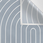 Minimal Line Curvature LXXVII Natural Blue Mid Century Modern Arch Abstract Wall Tapestry Gallery Image 3