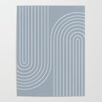 Minimal Line Curvature LXXVII Natural Blue Mid Century Modern Arch Abstract Poster Gallery Image 4
