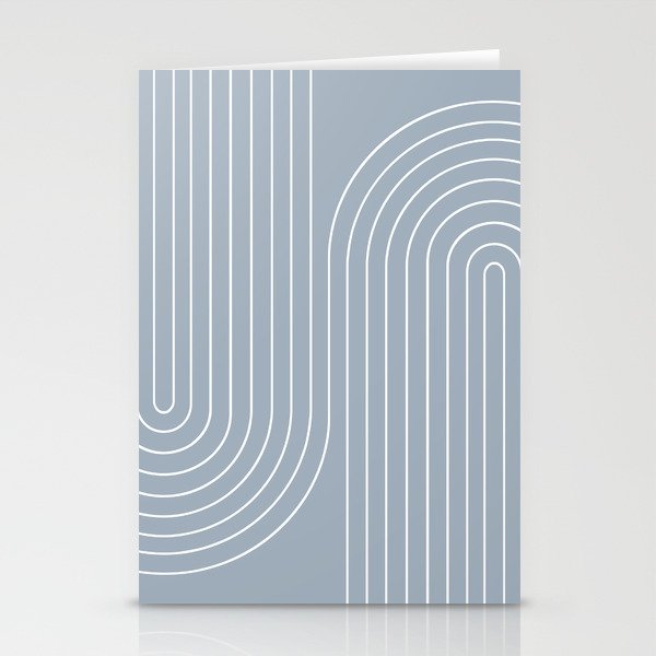 Minimal Line Curvature LXXVII Natural Blue Mid Century Modern Arch Abstract Stationery Card Gallery Image 1