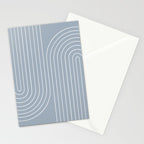 Minimal Line Curvature LXXVII Natural Blue Mid Century Modern Arch Abstract Stationery Card Gallery Image 2