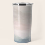 Atlantic Ocean Sunrise II - Blush Pink Mint Sky Baby Blue Abstract Sky, Water Clouds Painting Travel Mug Gallery Image 1