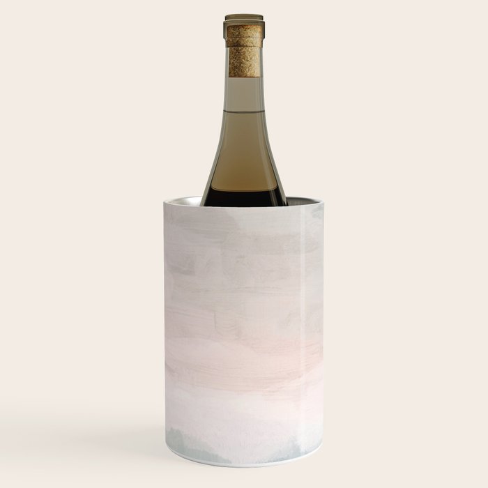 Atlantic Ocean Sunrise II - Blush Pink Mint Sky Baby Blue Abstract Sky, Water Clouds Painting Wine Chiller Gallery Image 1