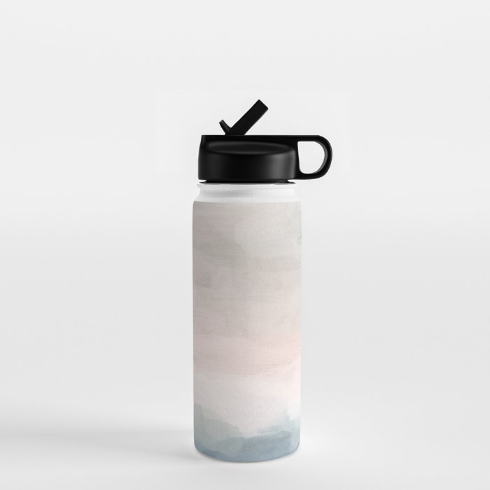 Atlantic Ocean Sunrise II - Blush Pink Mint Sky Baby Blue Abstract Sky, Water Clouds Painting Water Bottle Gallery Image 1