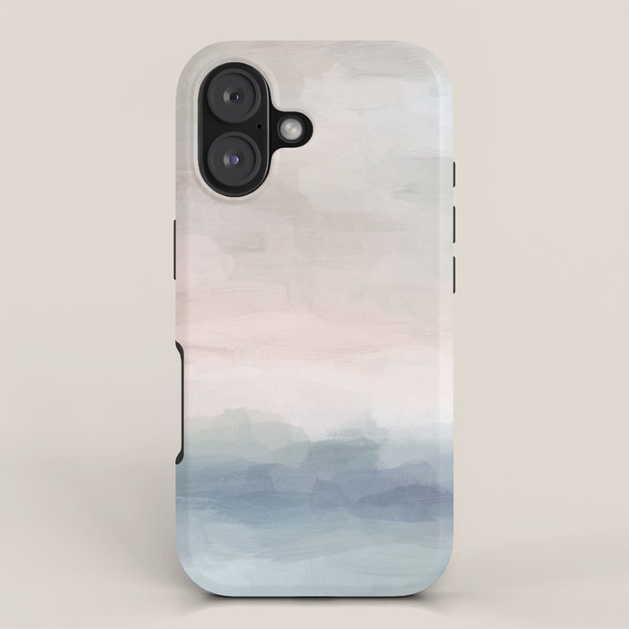 Atlantic Ocean Sunrise II - Blush Pink Mint Sky Baby Blue Abstract Sky, Water Clouds Painting iPhone Case Gallery Image 1