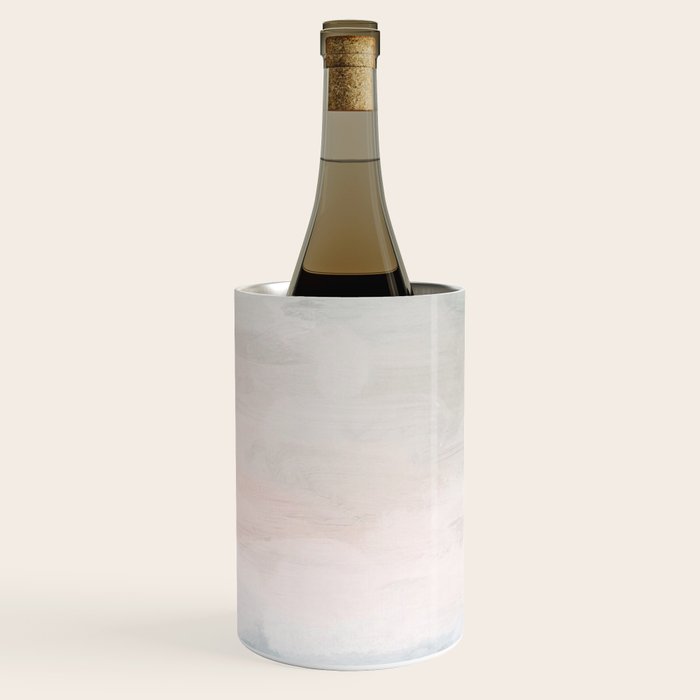 Atlantic Ocean Sunrise II - Blush Pink Mint Sky Baby Blue Abstract Sky, Water Clouds Painting Wine Chiller Gallery Image 3