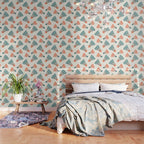 Orange and teal vintage badminton shuttlecocks Wallpaper Gallery Image 3