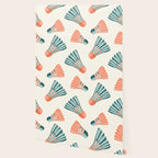 Orange and teal vintage badminton shuttlecocks Wallpaper Gallery Image 2