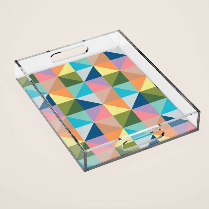 Pastel triangles Acrylic Tray Gallery Image 1