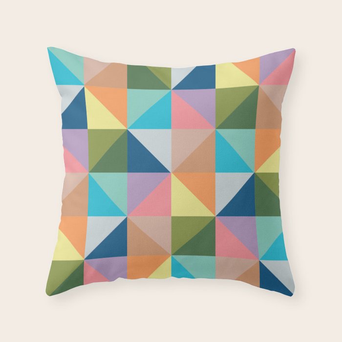 Pastel triangles Throw Pillow Gallery Image 1