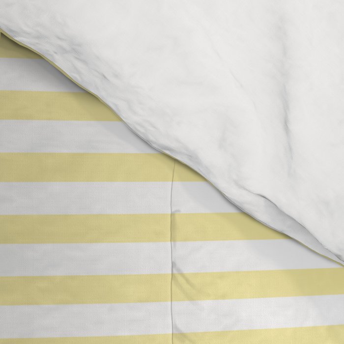 Fine Stripes Narrow Stripe Pattern in Light Butter Yellow and White Comforter Gallery Image 4