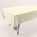 Fine Stripes Narrow Stripe Pattern in Light Butter Yellow and White Tablecloth Gallery Image 1