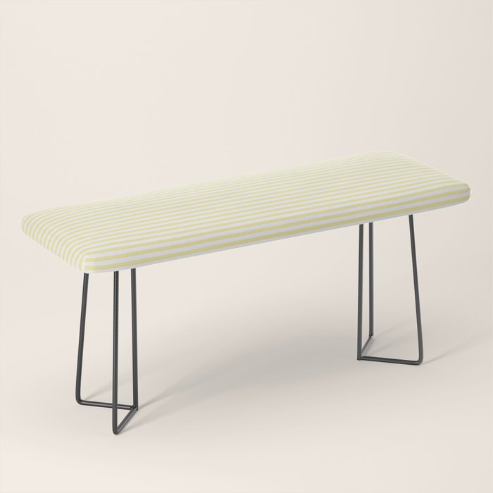 Fine Stripes Narrow Stripe Pattern in Light Butter Yellow and White Bench Gallery Image 1
