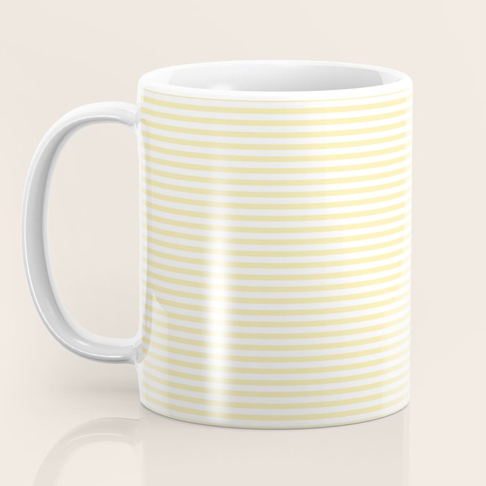 Fine Stripes Narrow Stripe Pattern in Light Butter Yellow and White Coffee Mug Gallery Image 3