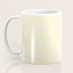 Fine Stripes Narrow Stripe Pattern in Light Butter Yellow and White Coffee Mug Gallery Image 3