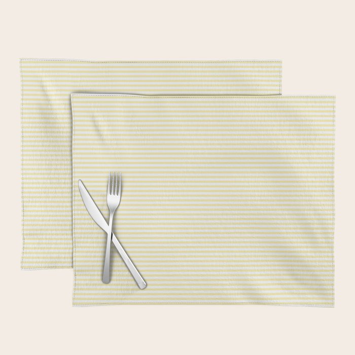 Fine Stripes Narrow Stripe Pattern in Light Butter Yellow and White Placemat Gallery Image 1